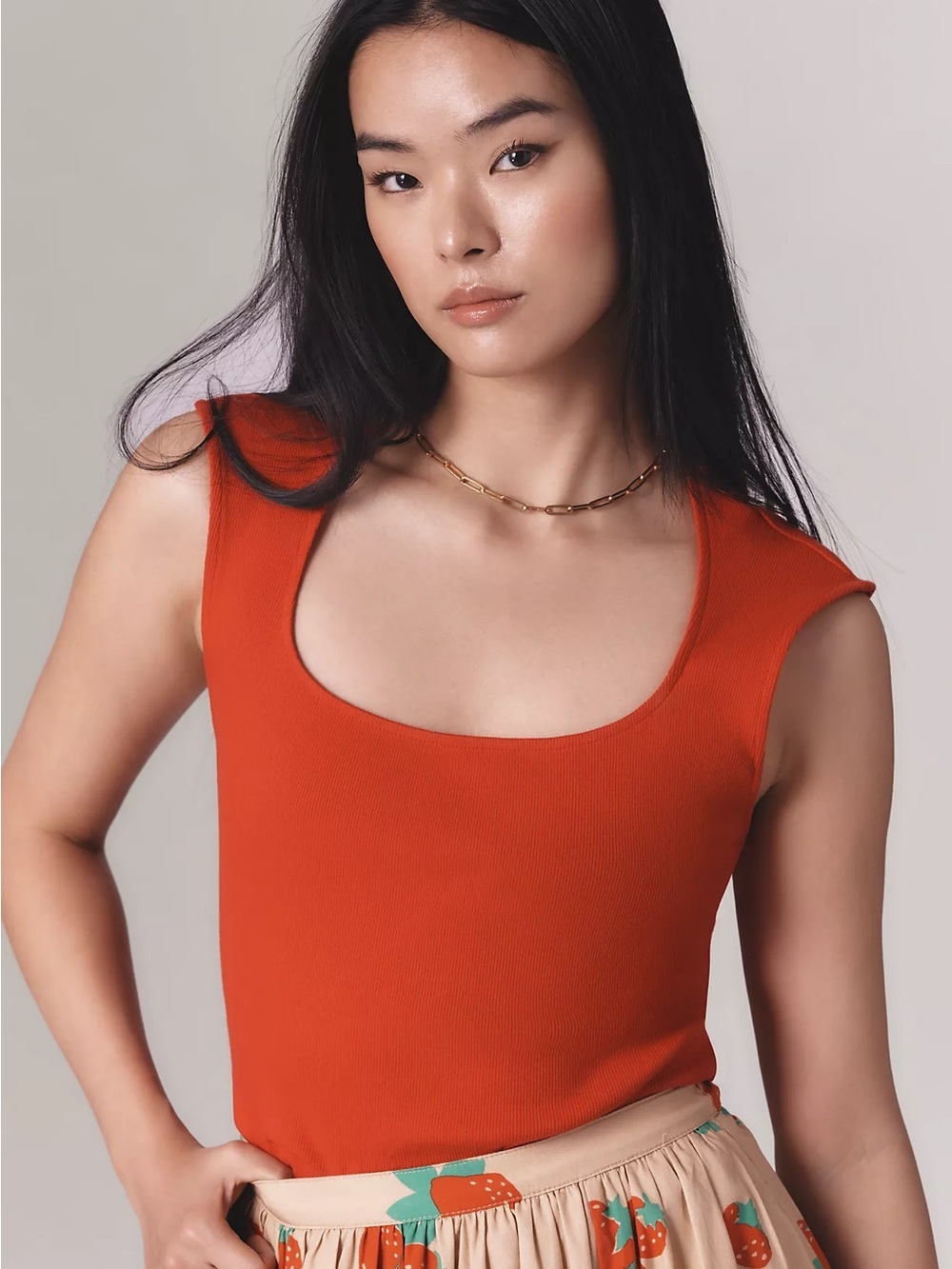 Maeve Square-Neck Tank in Orange